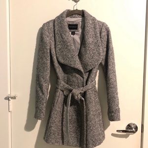 White House Black Market Belted Grey Coat XXS